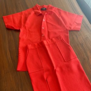 Hanifa Robyn Skirt Set - Flame - Size S